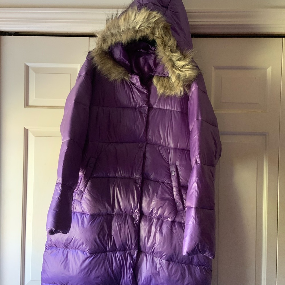 PURPLE PUFFER COAT - Picture 5 of 8